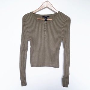 Long Sleeve Ribbed Top w/ buttons